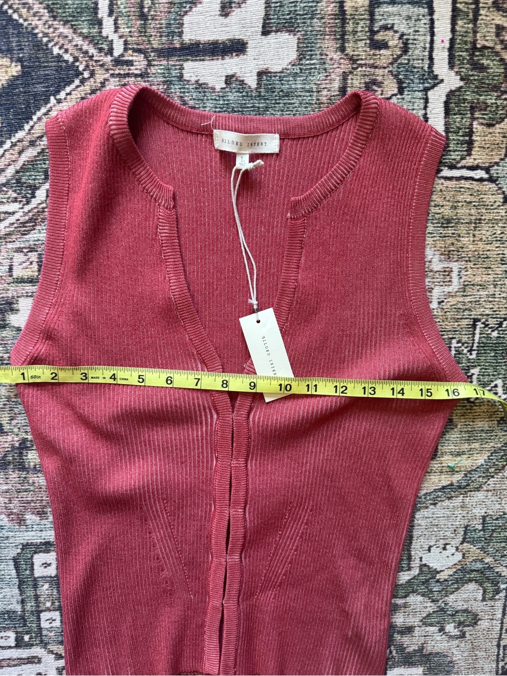 NWT Buckle Gilded Intent Ribbed V-Neck Tank Top with Hook Closures Large - Picture 9 of 10